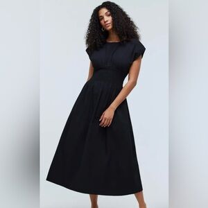 Madewell Stripe Smocked Waist Seersucker Midi Dress, Size S